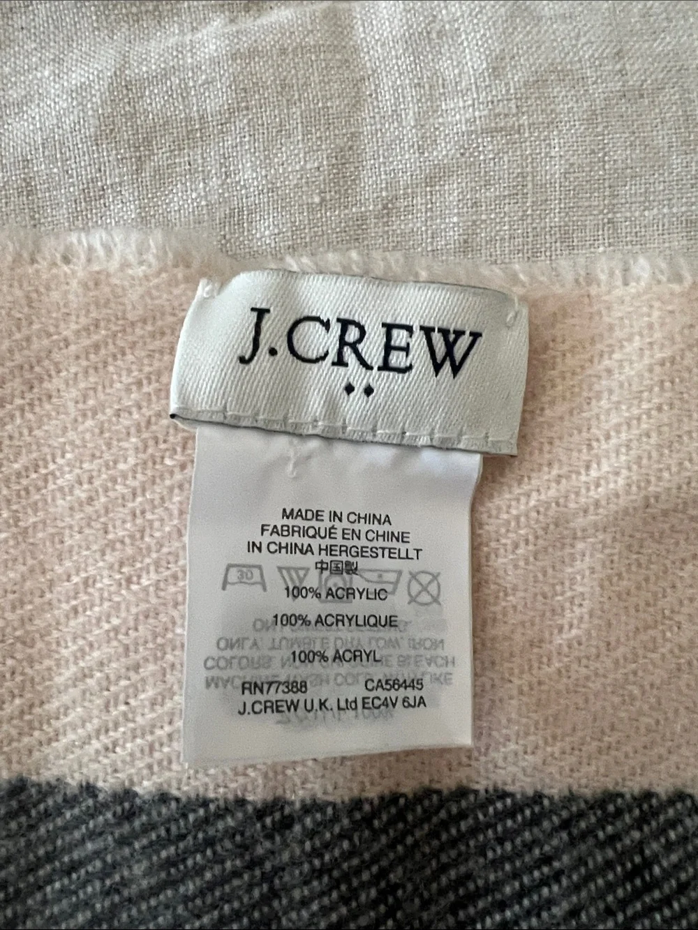 J. Crew Blush and Gray Plaid Wrap Cape